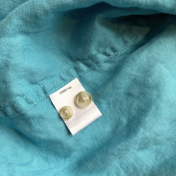 Roundtree & Yorke 100% Linen Shirt Mens Large Button Down Short Sleeve Blue NEW - Picture 9 of 12